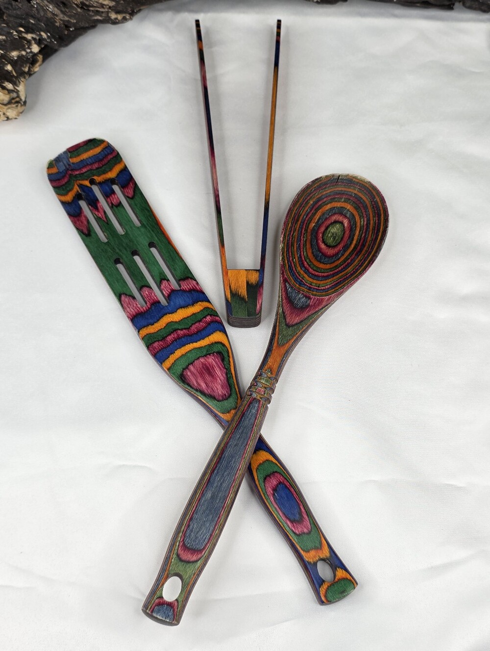 Island Bamboo Rainbow Pakkawood Utensil Set (3pc)